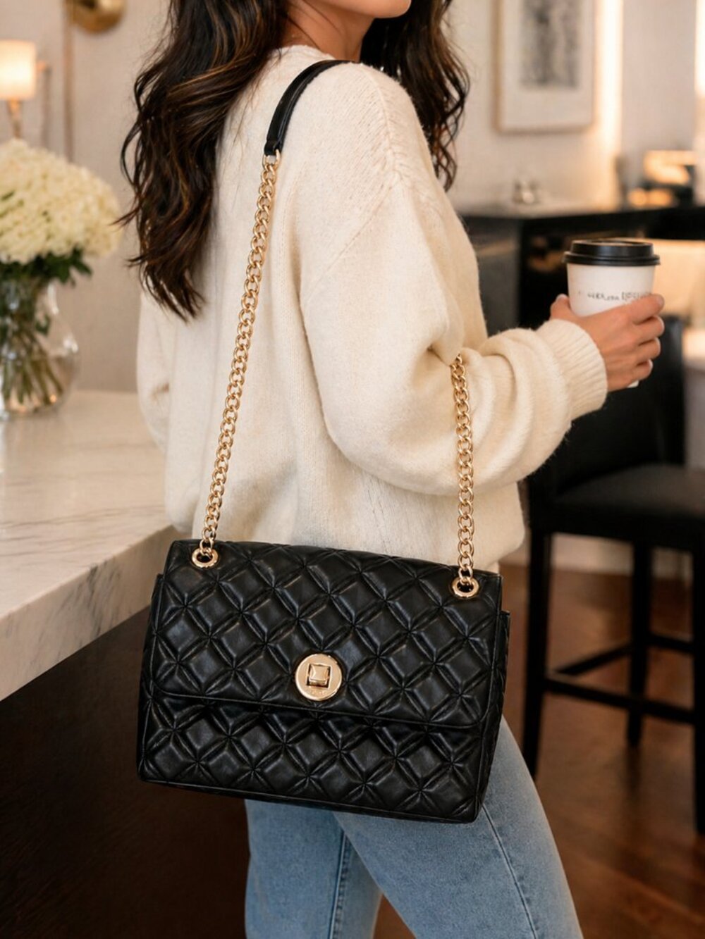 Kate Spade Quilted Black Chain Shoulder Bag - Picture 2 of 11